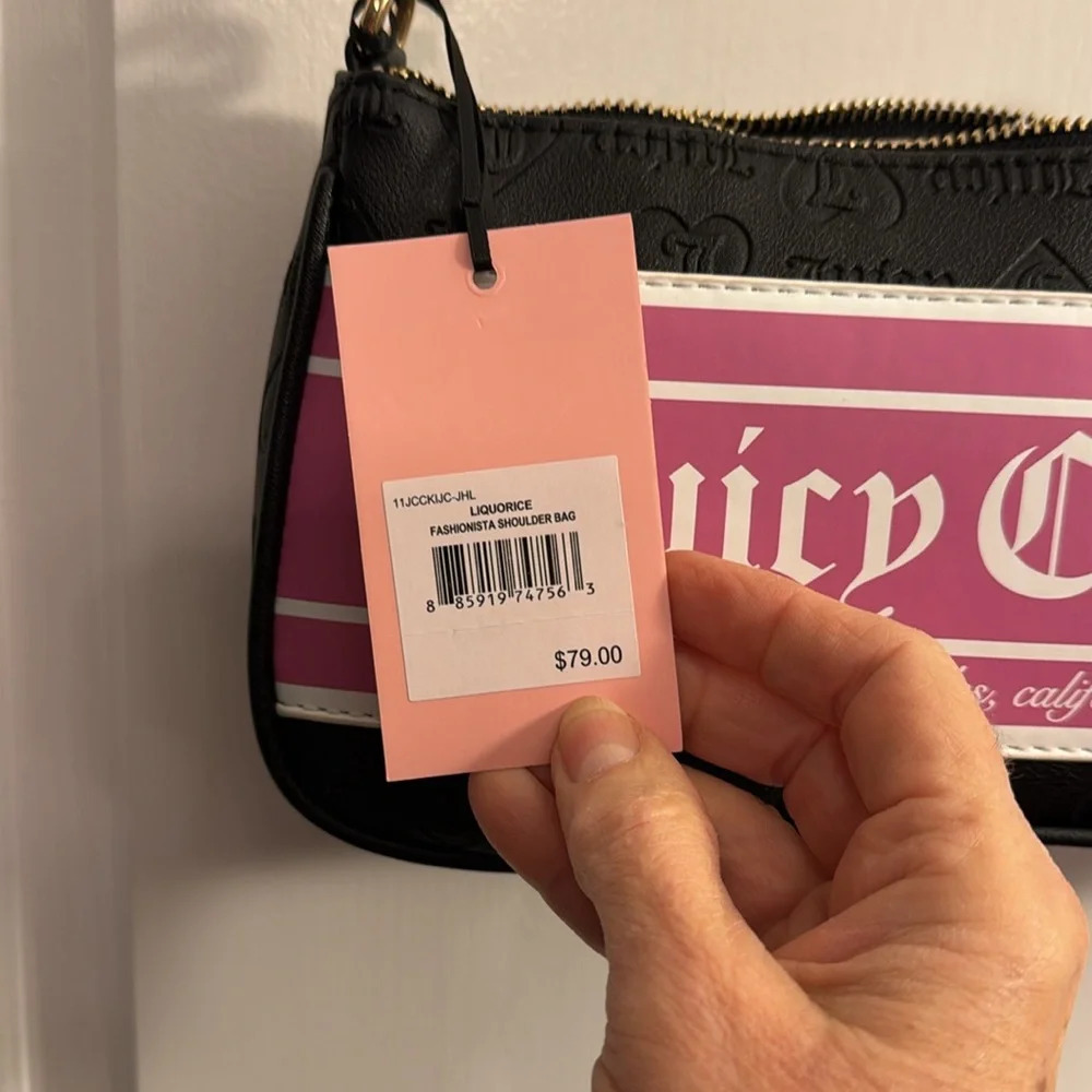 Juicy Couture Black and Gold Shoulder Bag with Chain Detail - Picture 2 of 4